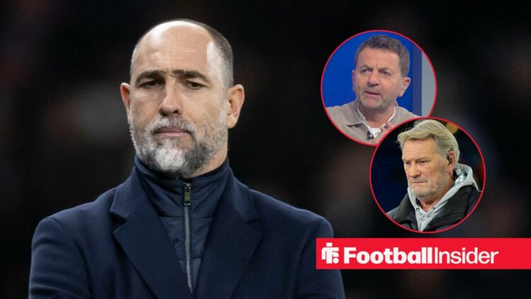 Igor Tudor on the sidelines at Tottenham, with Tim Sherwood and Glenn Hoddle in circular insets
