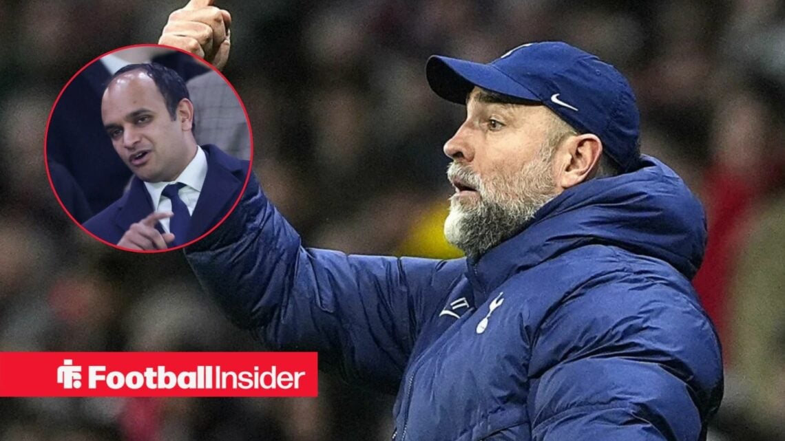 Igor Tudor on the sidelines at Tottenham, with Vinai Venkatesham in a circular inset