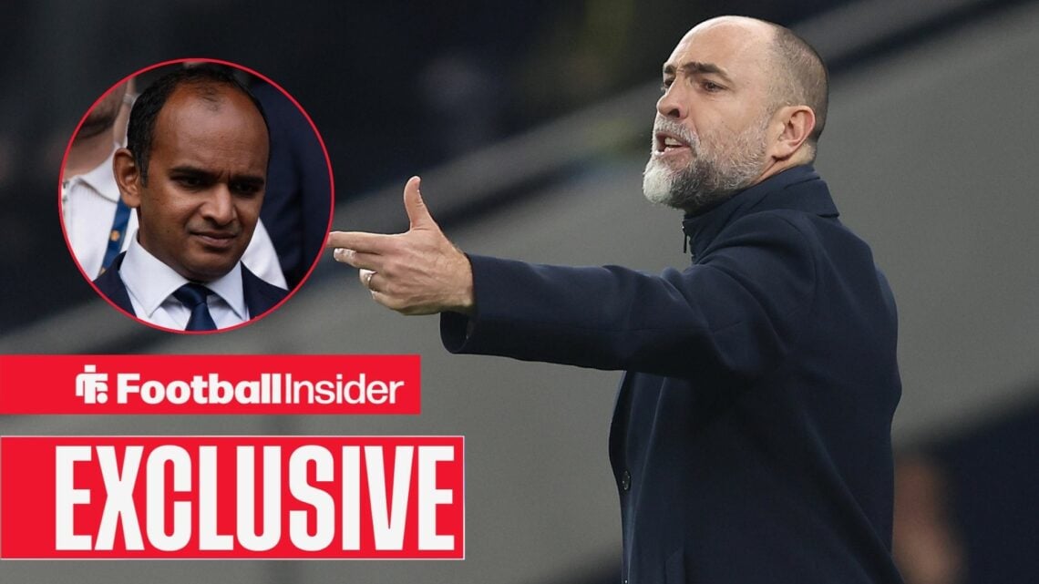 Football Insider exclusive as Tottenham interim manager Igor Tudor gesticulates on the touchline, while chief executive Vinai Venkatesham watches f...