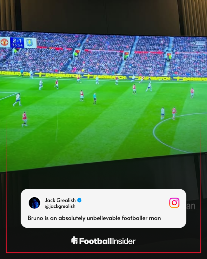 Jack Grealish wowed by Bruno Fernandes in Man United vs Aston Villa on 15 March, 2026