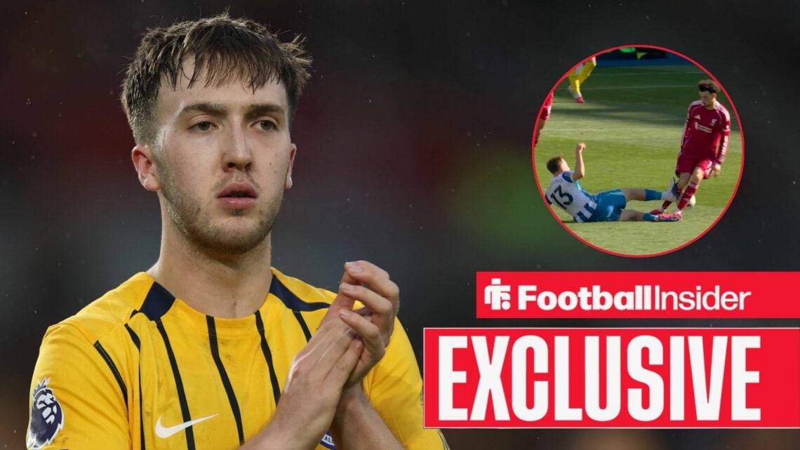 Jack Hinshelwood of Brighton & Hove Albion thanks the supporters after the Premier League match between Brentford and Brighton & Hove Albion at the...