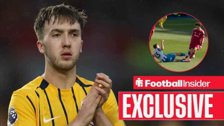 Jack Hinshelwood of Brighton & Hove Albion thanks the supporters after the Premier League match between Brentford and Brighton & Hove Albion at the...