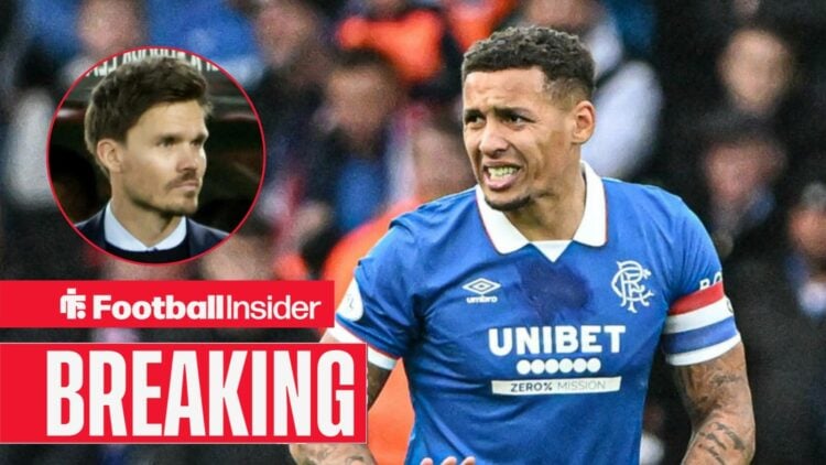 James Tavernier in action for Rangers, with Danny Rohl in a circular inset