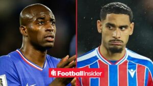 Jean-Philippe Mateta in action for France, with Maxence Lacroix in a circular inset