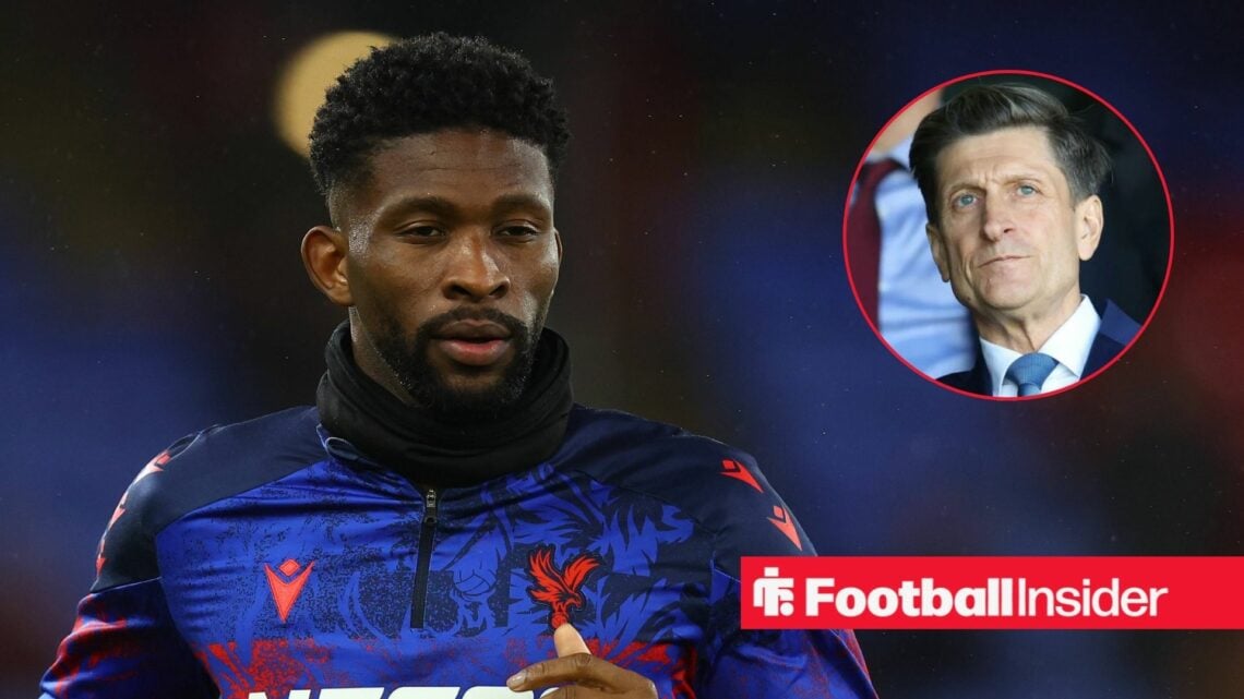 Jefferson Lerma in action for Crystal Palace, with Steve Parish in a circular inset