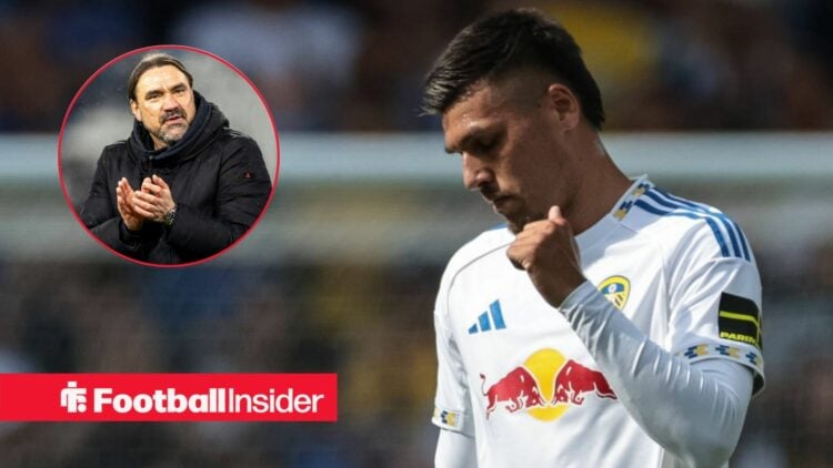 Joel Piroe celebrating at Elland Road / Leeds United versus Nottingham Forest, Leeds United Manager Daniel Farke