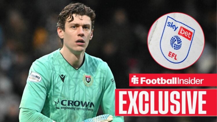 Football Insider exclusive as Jon McCracken is in action during a game for Dundee, while the EFL badge features in a circular inset.