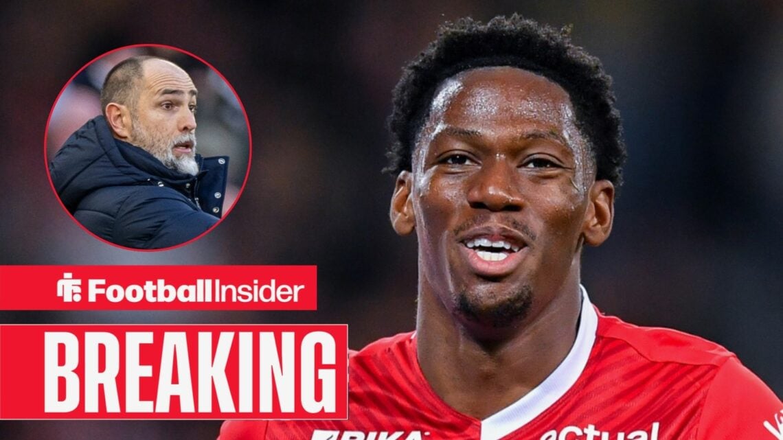 Jonathan David in action, with Igor Tudor in a circular inset