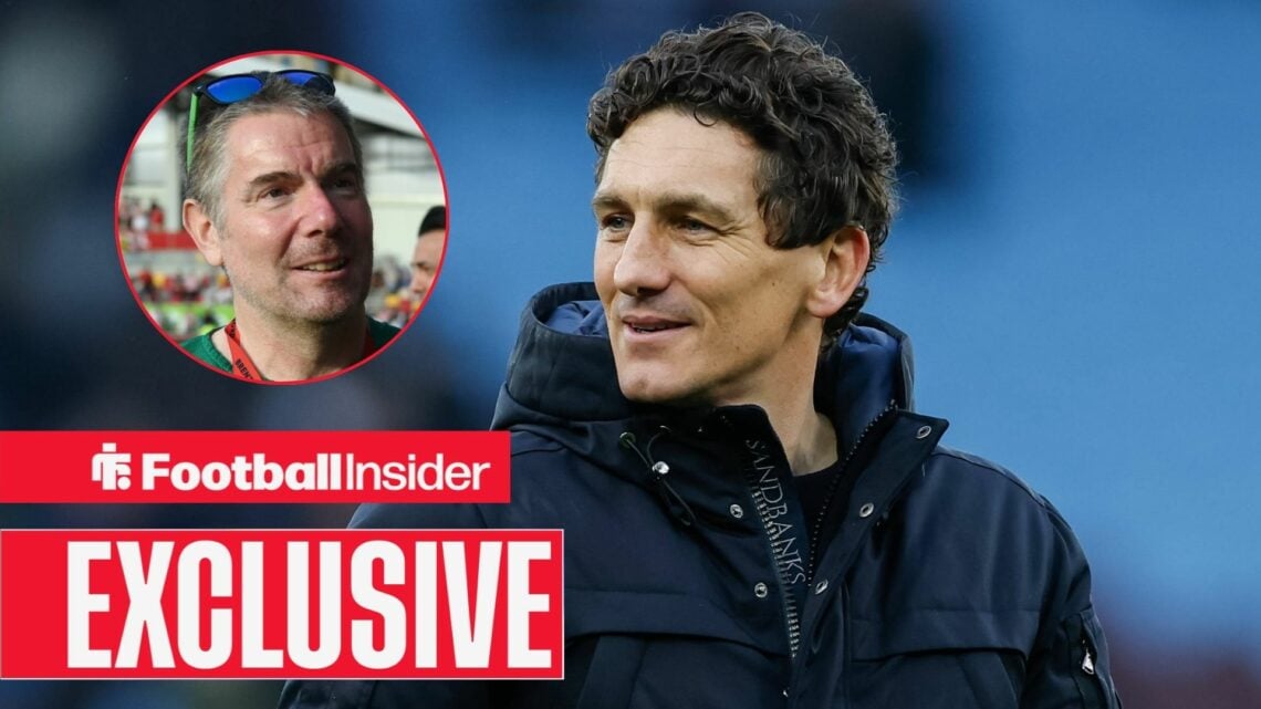 Keith Andrews smiling with Matthew Benham included in a circular inset