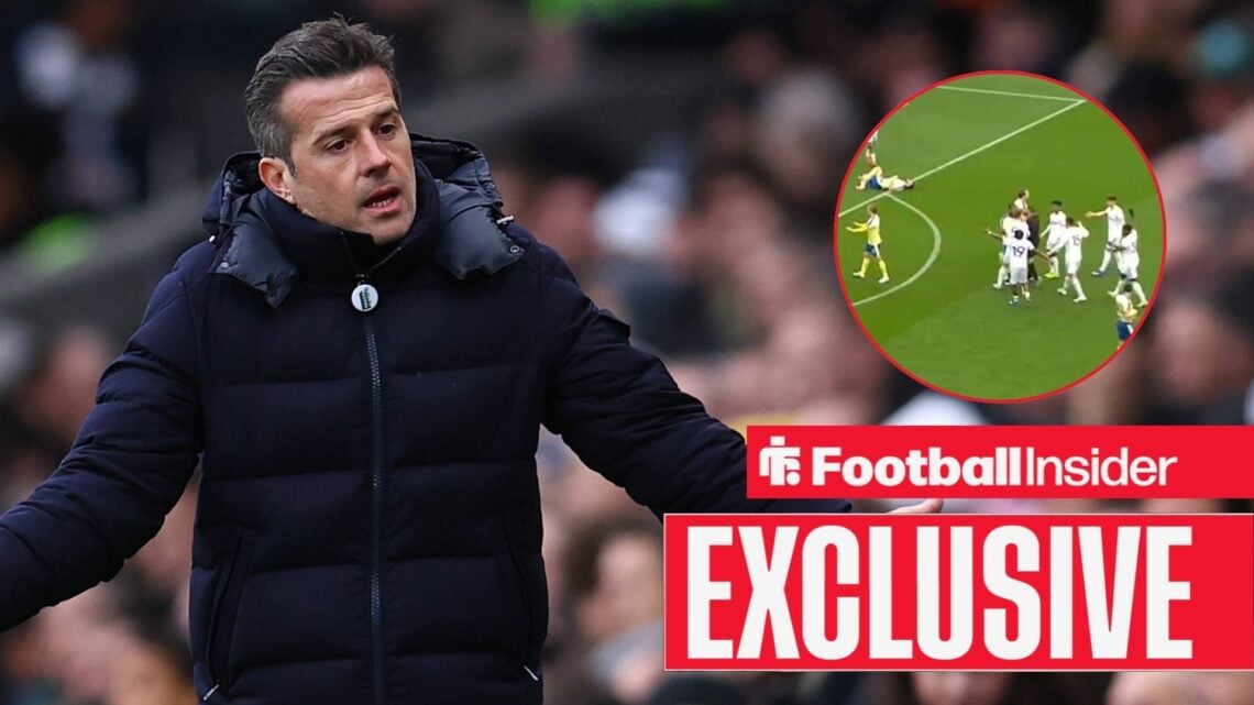 Marco Silva, Manager of Fulham reacts during the Fulham vs Tottenham Hotspur Premier League match at Craven Cottage, London / Jarred Gillett stops ...
