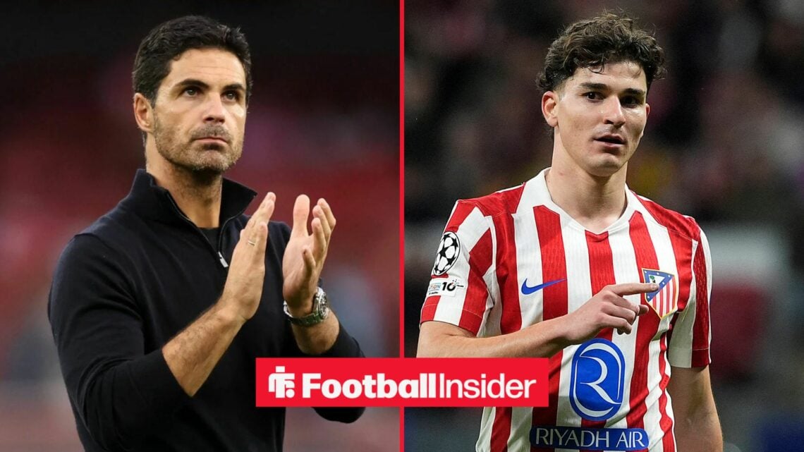 Mikel Arteta alongside Julian Alvarez