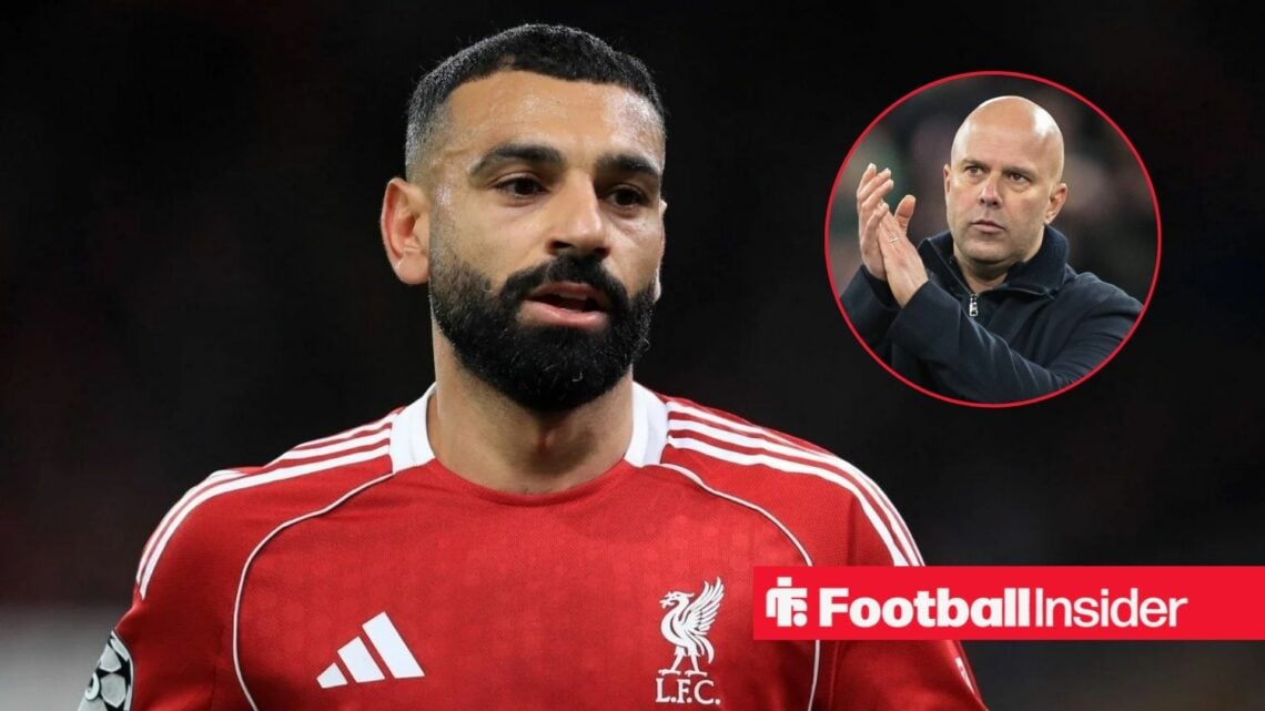 Mohamed Salah with Arne Slot included in a circular inset