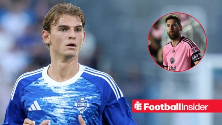 Como star Nico Paz playing against Ajax on 27-07-2025 / Inter Miami forward Lionel Messi 10 waits for an injury to clear before taking a corner dur...