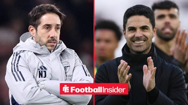 Nicolas Jover alongside Mikel Arteta