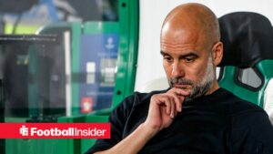Manchester City manager Pep Guardiola in the dugout