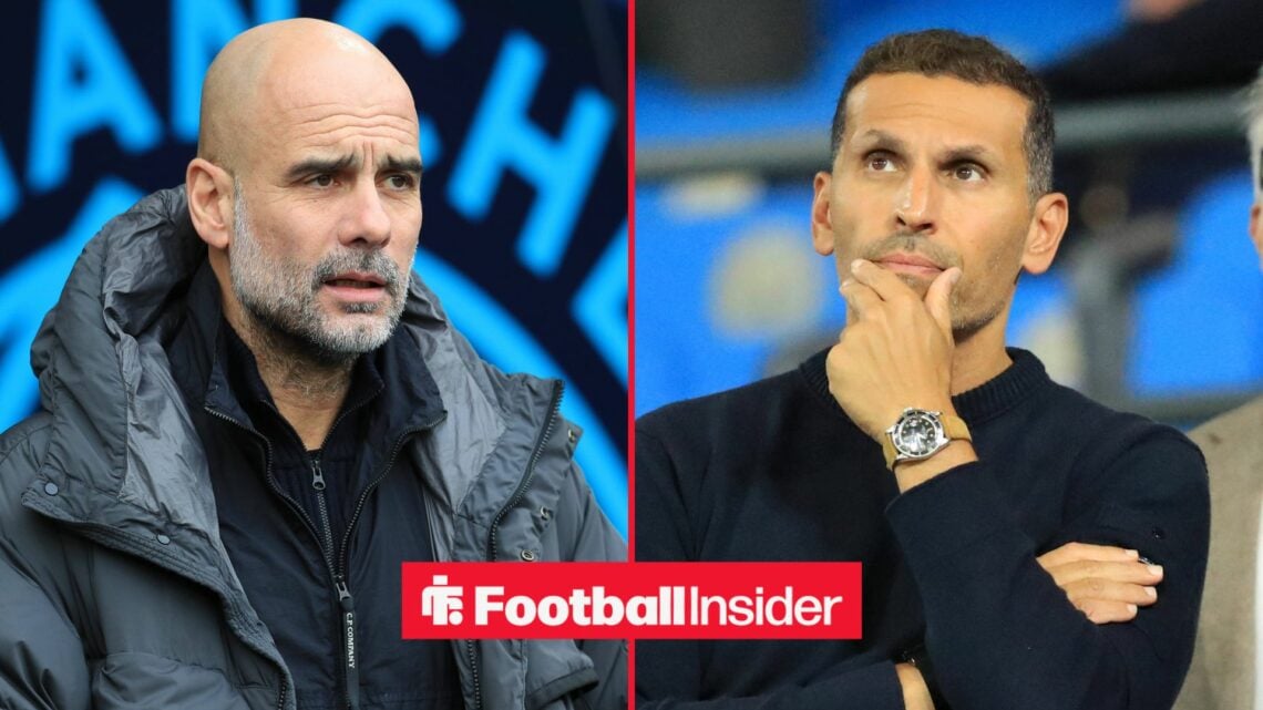 Pep Guardiola alongside Khaldoon Al Mubarak