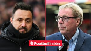 Roberto De Zerbi on the sidelines and Harry Redknapp in an interview