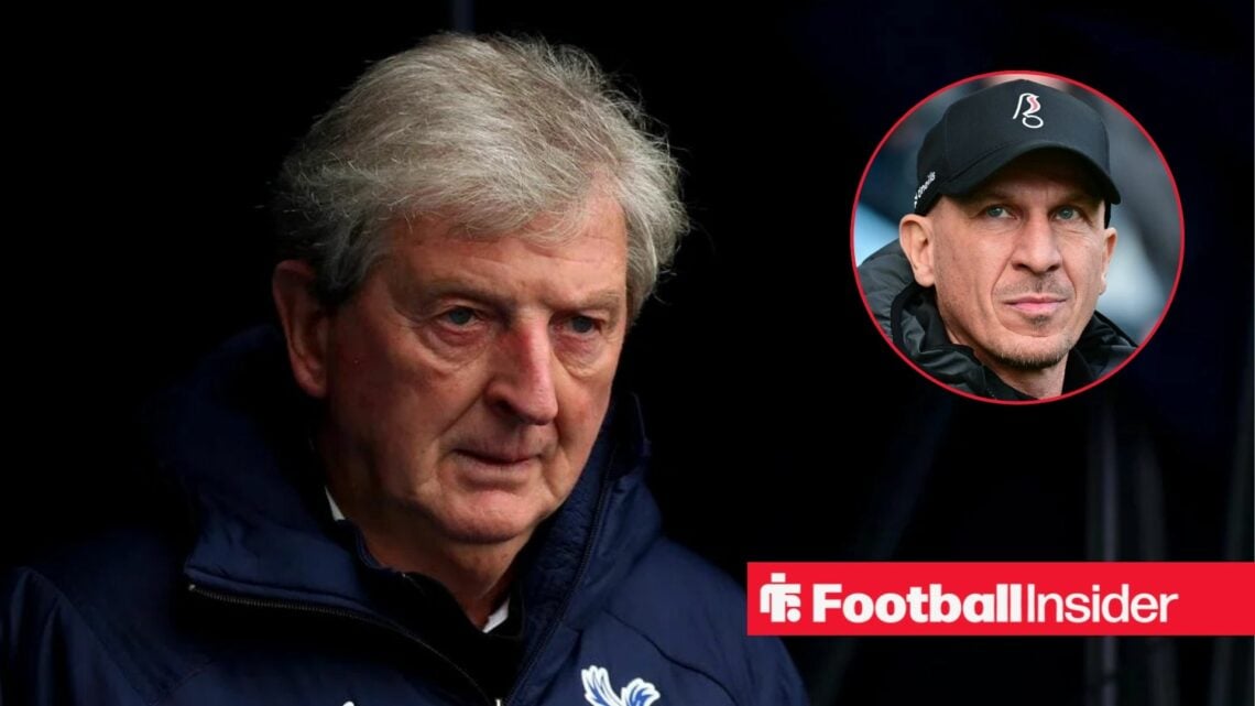 Roy Hodgson in the dugout, with Gerhard Struber in a circular inset