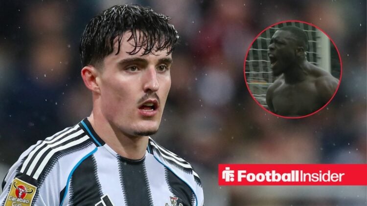 Tino Livramento Of Newcastle United during the Newcastle United v Fulham, Carabao Cup Quarter-Final match at St. James Park, Newcastle Upon Tyne, E...