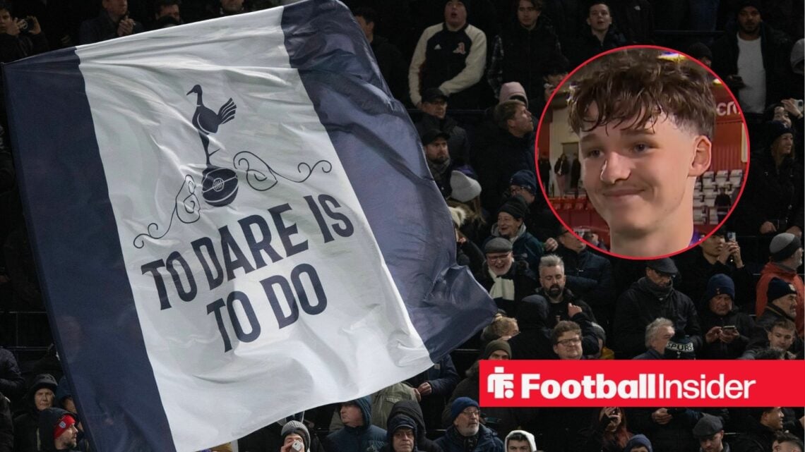 Tottenham Hotspur fan holding up a to dare is to do banner during the Premier League match between Tottenham Hotspur FC and Liverpool FC at Tottenh...