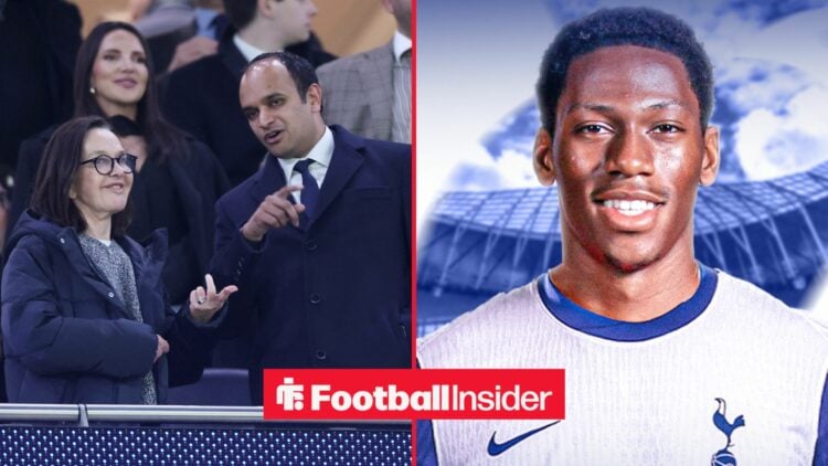 Vivienne Lewis and Vinai Venkatesham at Spurs, with Jonathan David edited in a Tottenham kit