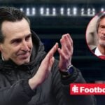 Unai Emery applauding, with Jim Ratcliffe in a circular inset