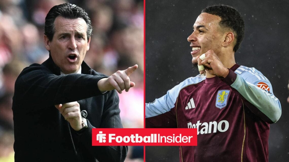 Unai Emery alongside Morgan Rogers