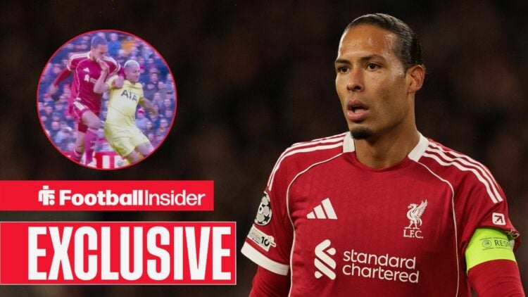 Liverpool s Virgil van Dijk plays during the UEFA Champions League match between Liverpool and Real Madrid at Anfield in Liverpool, England, on Nov...