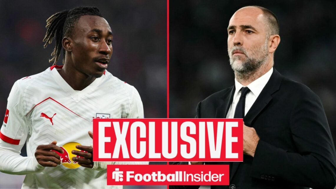 Football Insider exclusive as Yan Diomande is in action during a game for RB Leipzig, while Tottenham manager Igor Tudor features on the other side...