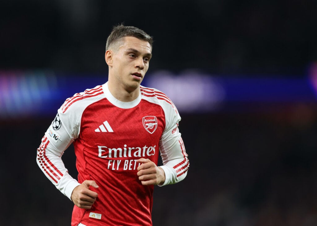 London, England, 1st October 2025. Leandro Trossard of Arsenal during the Arsenal vs Olympiacos UEFA Champions League match at the Emirates Stadium, London.
