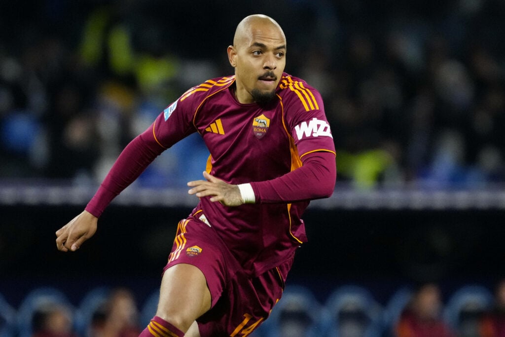 Donyell Malen of AS Roma during the Serie A match between SSC Napoli and AS Roma at Stadio Diego Armando Maradona Naples Italy on 15 February 2026