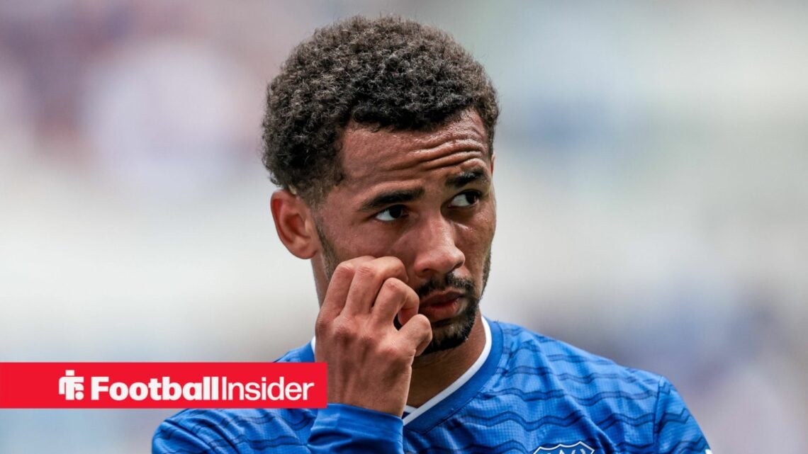 Everton winger Iliman Ndiaye scratches his face