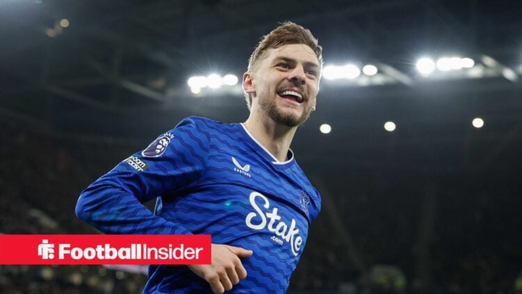 Everton midfielder Kiernan Dewsbury-Hall smiles