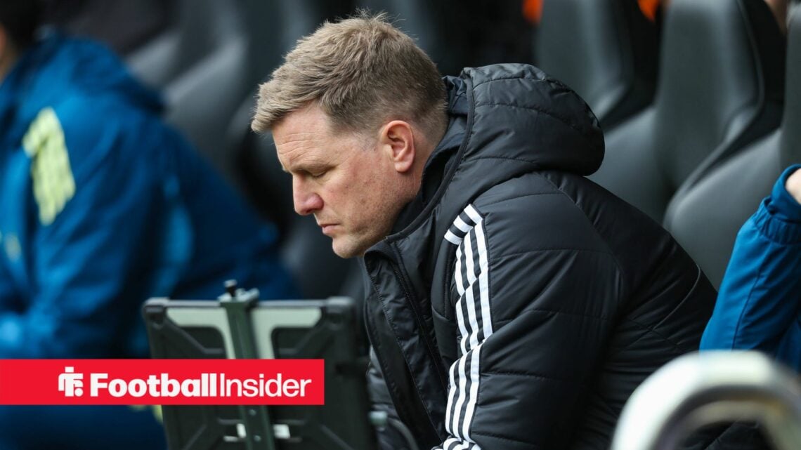 Newcastle manager Eddie Howe closes his eyes