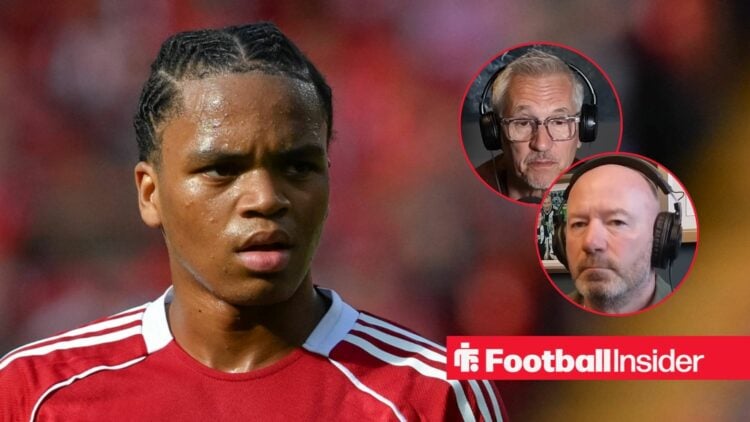 Liverpool youngster Rio Ngumoha with Alan Shearer and Gary Lineker inset