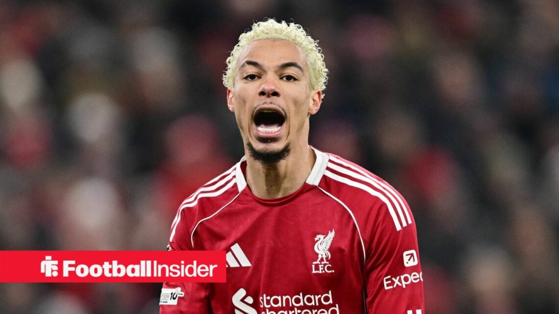 Liverpool striker Hugo Ekitike shouts