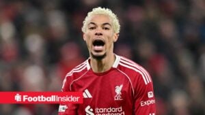 Liverpool striker Hugo Ekitike shouts