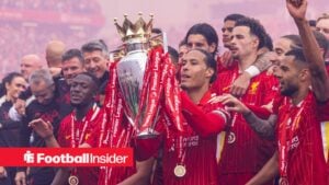 Liverpool captain Virgil van Dijk lifts the Premier League