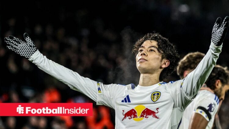 Leeds United midfielder Ao Tanaka celebrates