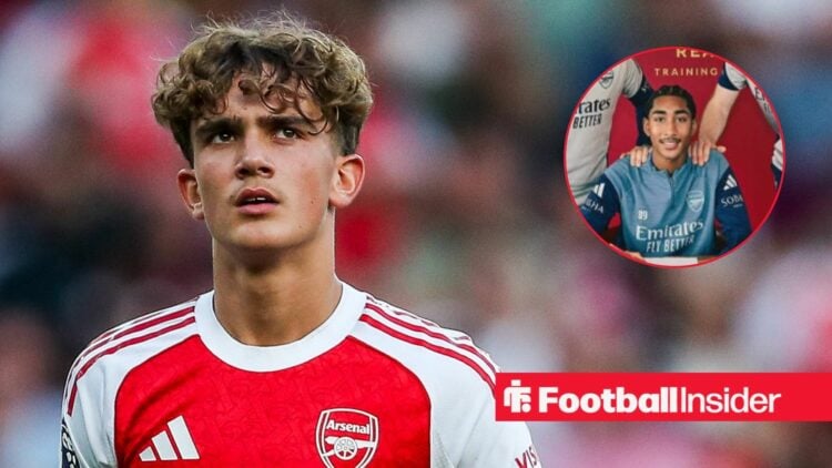 Arsenal youngster Max Dowman with defender Marli Salmon inset