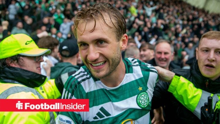 Celtic midfielder Benjamin Nygren interacts with Celtic fans