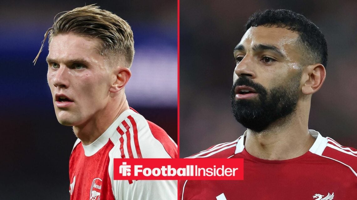 Liverpool forward Mohamed Salah with Arsenal striker Viktor Gyokeres