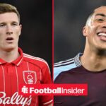 Nottingham Forest midfielder Elliot Anderson with Aston Villa midfielder Youri Tielemans