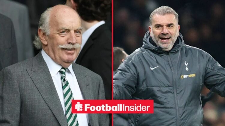 Dermot Desmond on left and Ange Postecoglou on right