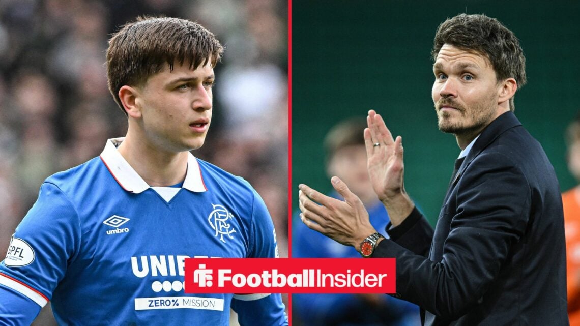 Mikey Moore looking at Danny Rohl clapping on right