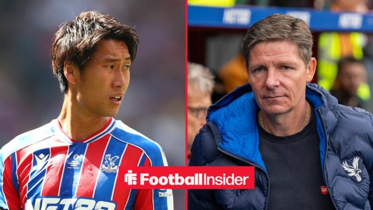 Crystal Palace midfielder Daichi Kamada and manager Oliver Glasner
