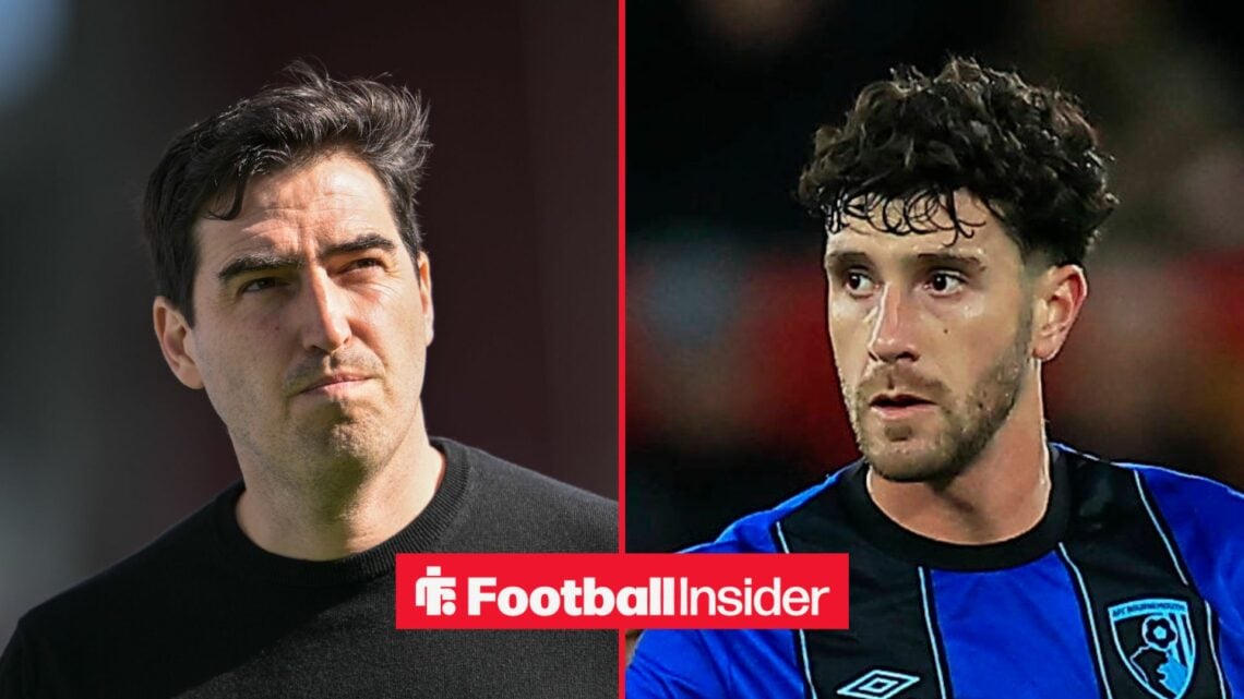 Bournemouth manager Andoni Iraola and defender Marcos Senesi