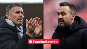 Wolves manager Rob Edwards with Tottenham manager Roberto De Zerbi