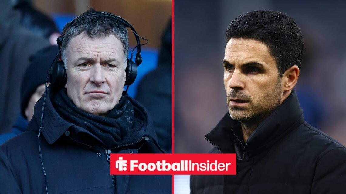 Chris Sutton looking at Mikel Arteta on right