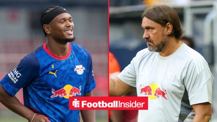 Lois Openda on left Daniel Farke on right